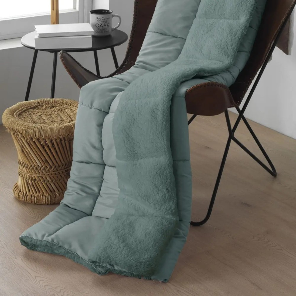 Plaid Sherpa Micro-Gel Tibet verdigris 135x200 cm | Nordconfort