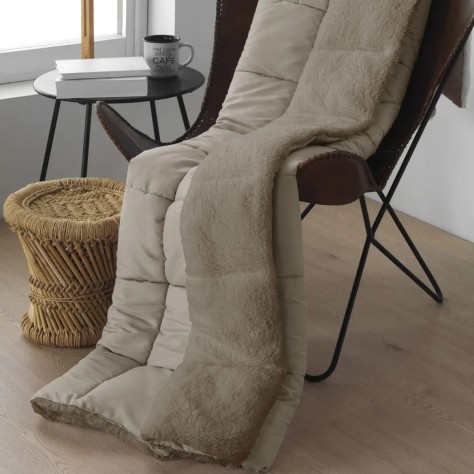 Plaid Sherpa Micro-Gel Tibet beige 135x200 cm | Nordconfort