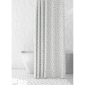 Cortina de Baño con Topos 180x200 cm – 100% Poliéster