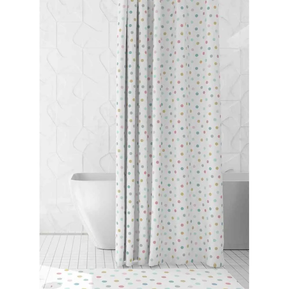 Cortina de Baño con Topos 180x200 cm – 100% Poliéster