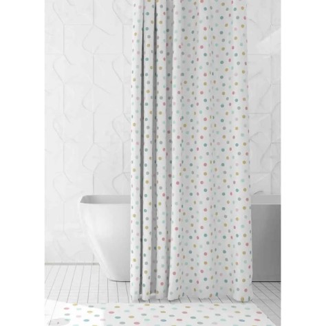 Cortina de Baño con Topos 180x200 cm – 100% Poliéster