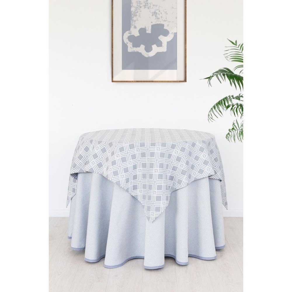 Set Falda Mesa Camilla + Mantel Jacquard Gris Pielsa Utopía