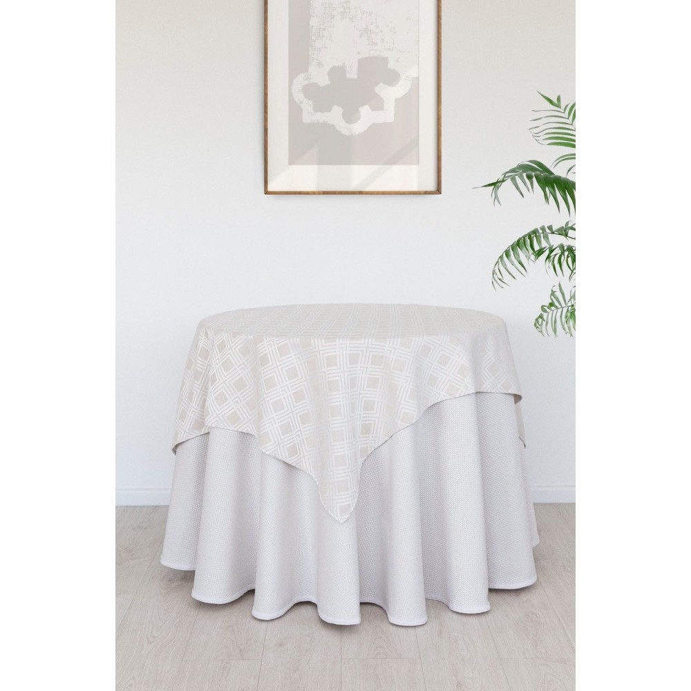 Set Falda Mesa Camilla + Mantel Jacquard Natural Pielsa Utopía