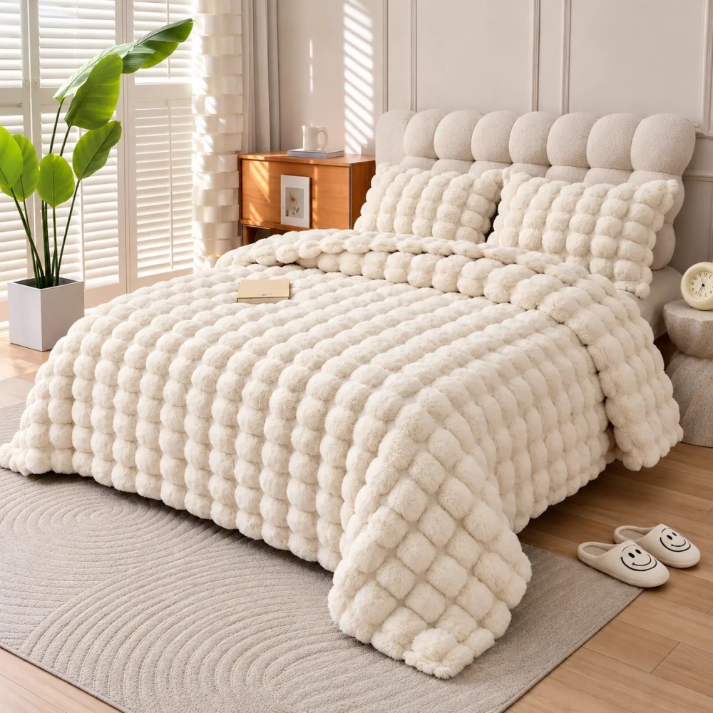 Edredón Rabbit Burbujas Marfil con Sherpa