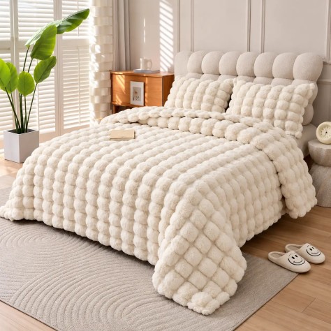 Edredón Rabbit Burbujas Marfil con Sherpa