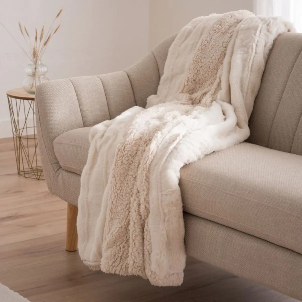 Plaid Rabbit Ondas Marfil con Sherpa | DNA Hogar
