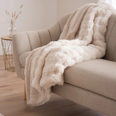 Plaid Rabbit Burbujas Marfil | Manta para Sofá y Cama