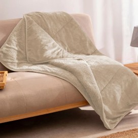 Manta Plaid Sherpa Lisa Karamelo Beige 130x160 cm