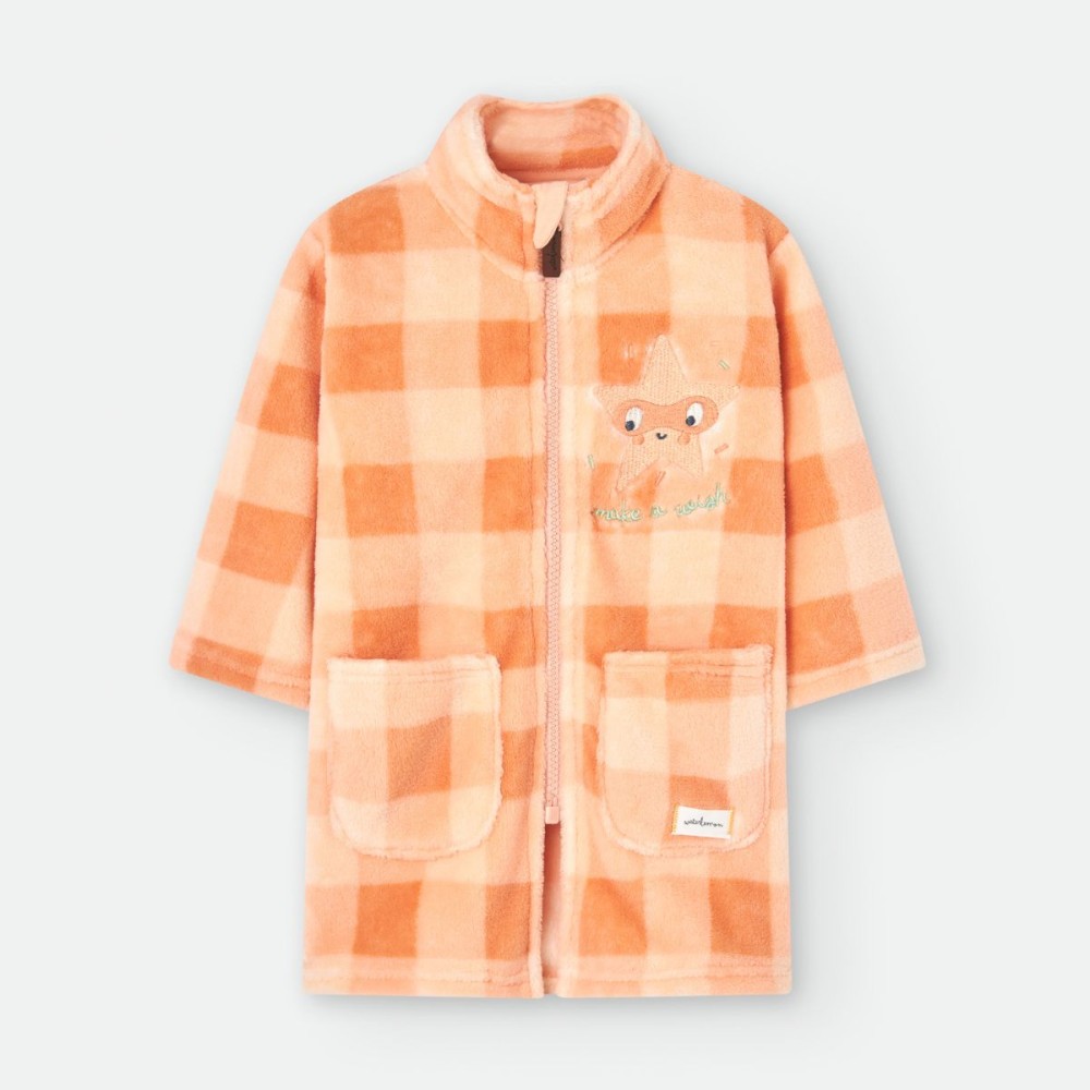 Bata Bebé cuadros naranja - Waterlemon