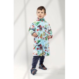 Bata bebé estampada con botones color azul