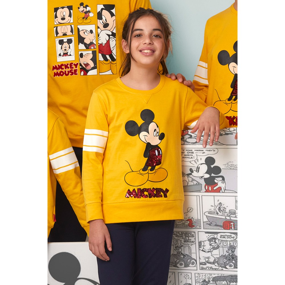 Pijama de niña de Mickey color mostaza - Disney