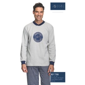 Pijama de hombre de algodón afelpado color gris- asman