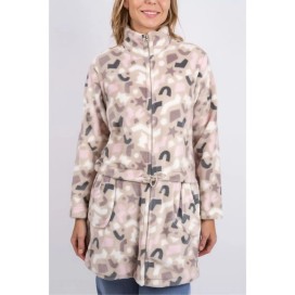 bata de mujer de coralina con cremallera con estampado de signos