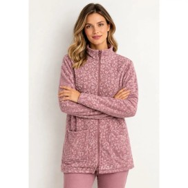 bata de mujer con cremallera cristal rosa