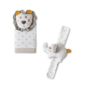 Set sonajeros pies y muñeas león - interbaby