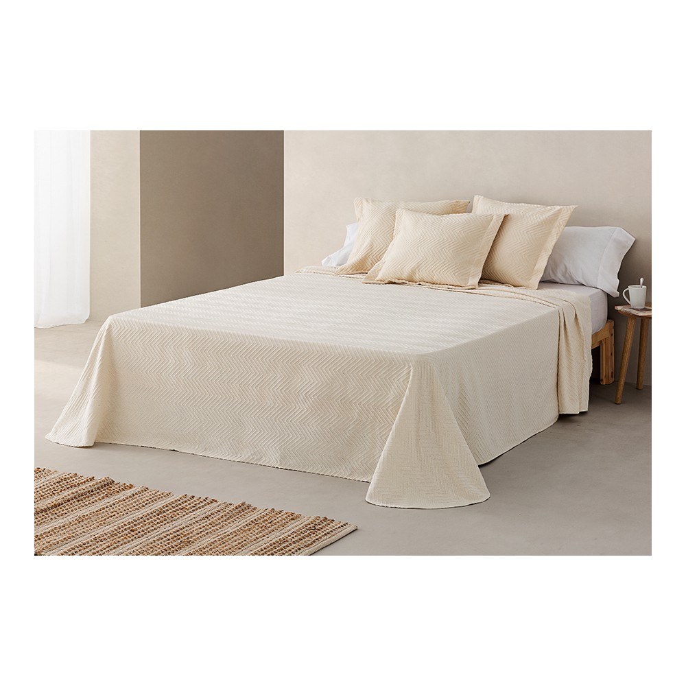 Colcha algodón espiga beige