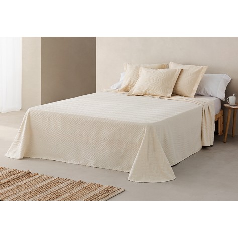 Colcha algodón espiga beige