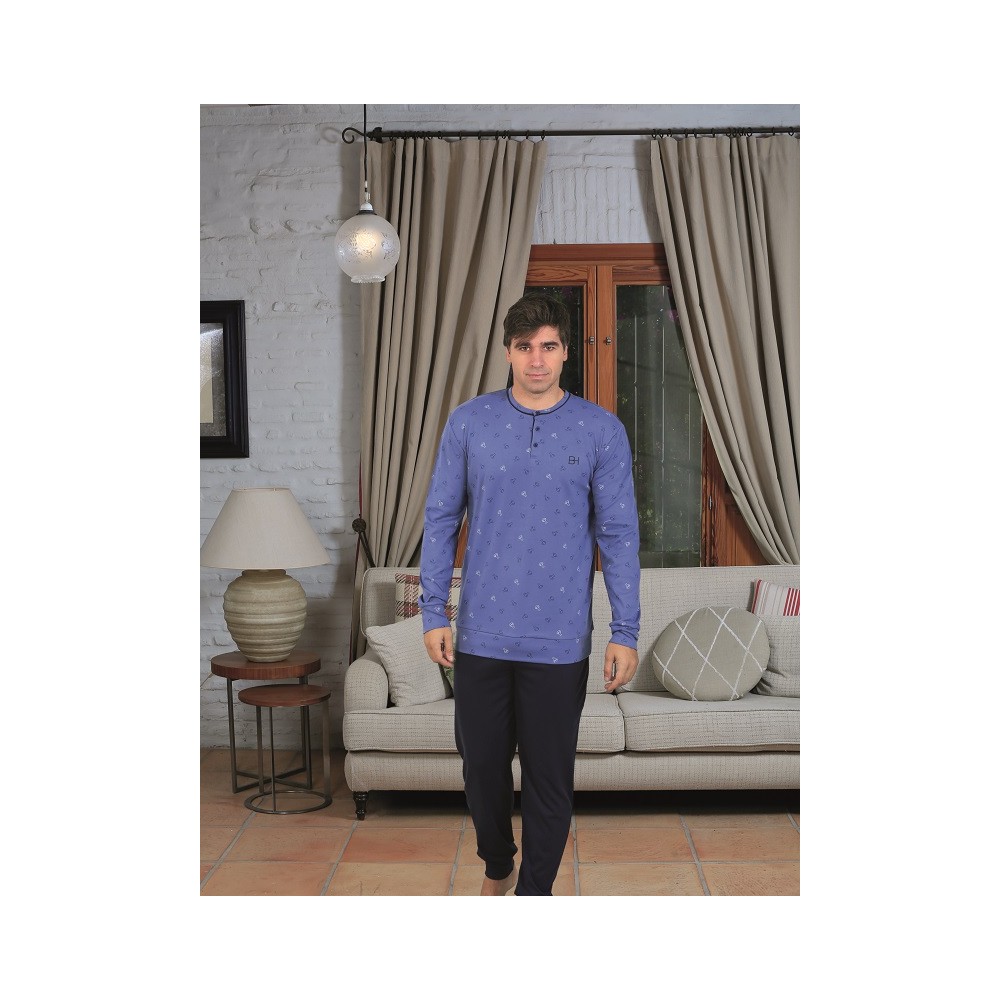Pijama de Hombre de algodon en Azul y marino