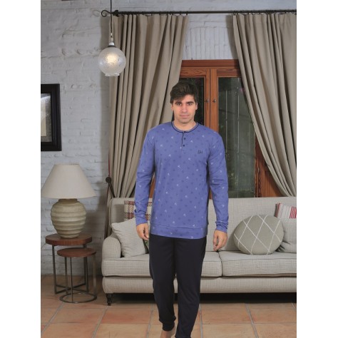 Pijama de Hombre de algodon en Azul y marino