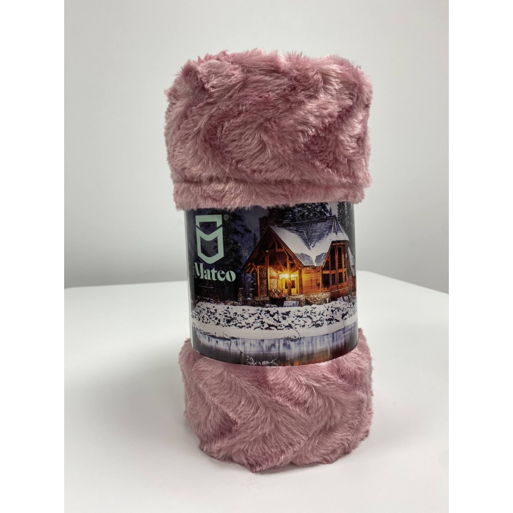 Manta plaid de Pelo y sherpa color rosa– Suavidad Premium y Estilo Cozy
