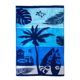 Toalla velours jacquard de playa doble azul