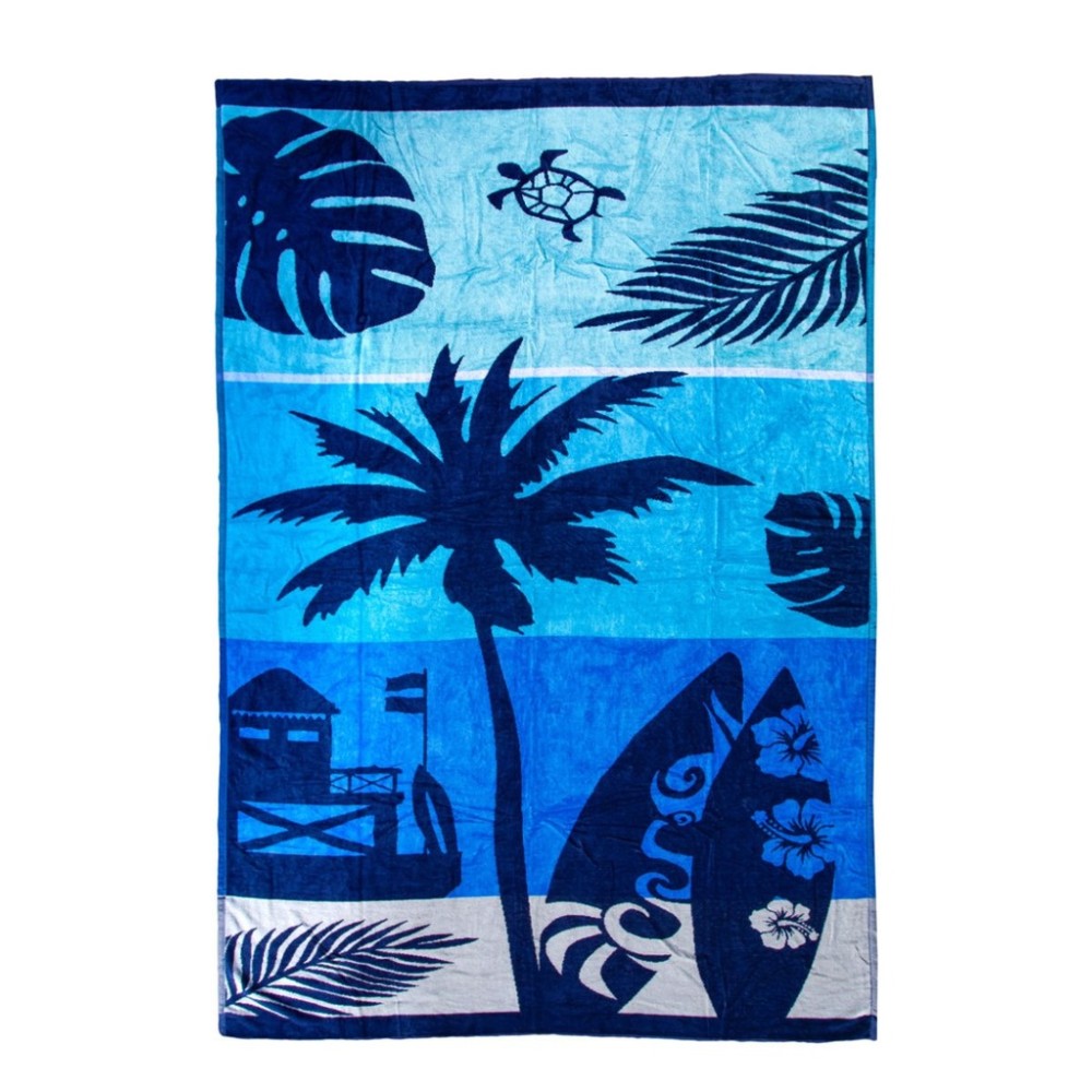 Toalla velours jacquard de playa doble azul