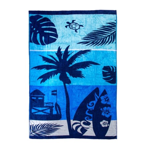 Toalla velours jacquard de playa doble azul